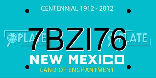 7BZI76 New Mexico License Plate