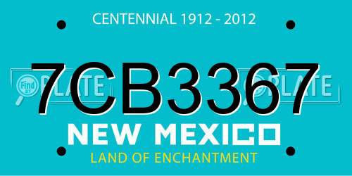 7CB3367 New Mexico License Plate