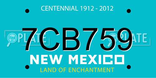 7CB759 New Mexico License Plate