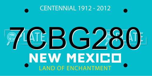 7CBG280 New Mexico License Plate