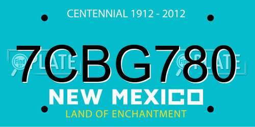 7CBG780 New Mexico License Plate