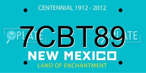 7CBT89 New Mexico License Plate