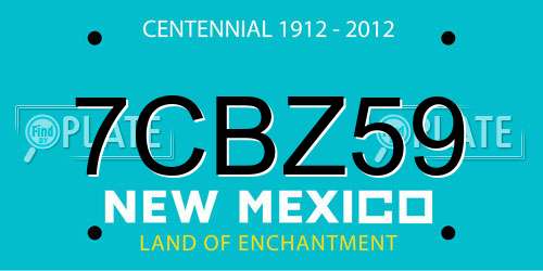 7CBZ59 New Mexico License Plate