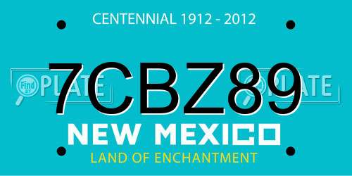 7CBZ89 New Mexico License Plate