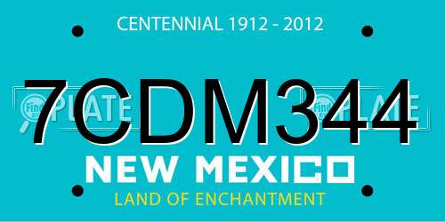 7CDM344 New Mexico License Plate