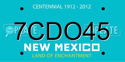 7CDO45 New Mexico License Plate
