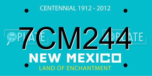 7CM244 New Mexico License Plate