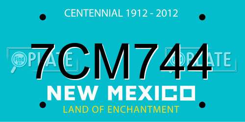 7CM744 New Mexico License Plate