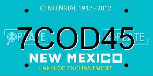 7COD45 New Mexico License Plate