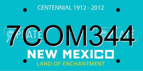 7COM344 New Mexico License Plate