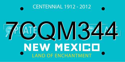 7CQM344 New Mexico License Plate
