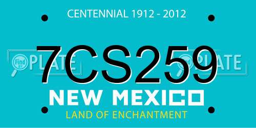7CS259 New Mexico License Plate