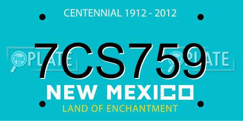 7CS759 New Mexico License Plate