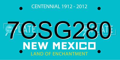 7CSG280 New Mexico License Plate