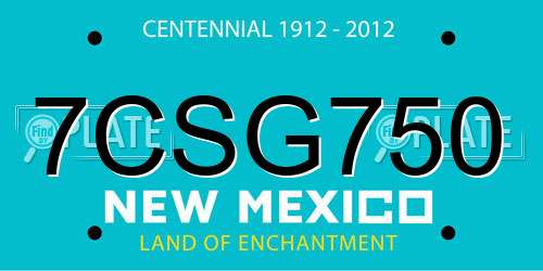 7CSG750 New Mexico License Plate