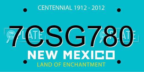 7CSG780 New Mexico License Plate
