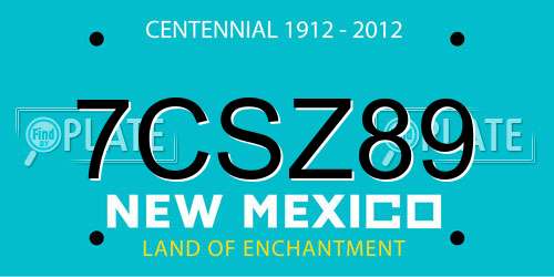 7CSZ89 New Mexico License Plate