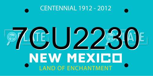 7CU2230 New Mexico License Plate