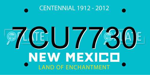 7CU7730 New Mexico License Plate