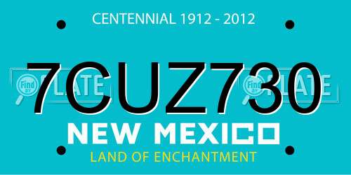 7CUZ730 New Mexico License Plate