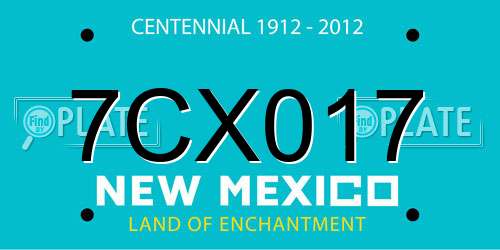 7CX017 New Mexico License Plate