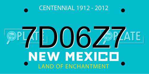 7D06Z7 New Mexico License Plate