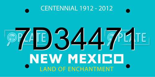 7D34471 New Mexico License Plate