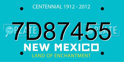 7D87455 New Mexico License Plate