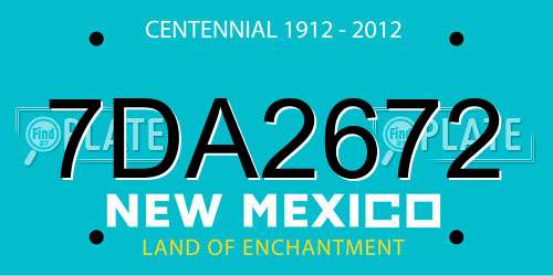 7DA2672 New Mexico License Plate