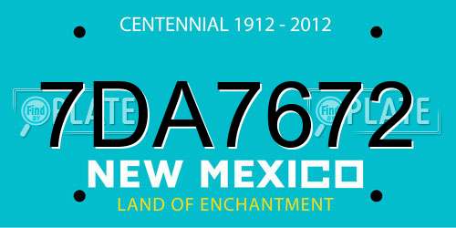 7DA7672 New Mexico License Plate