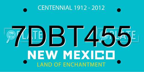 7DBT455 New Mexico License Plate