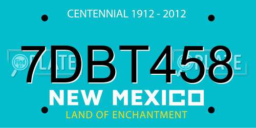 7DBT458 New Mexico License Plate