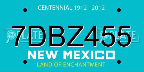 7DBZ455 New Mexico License Plate