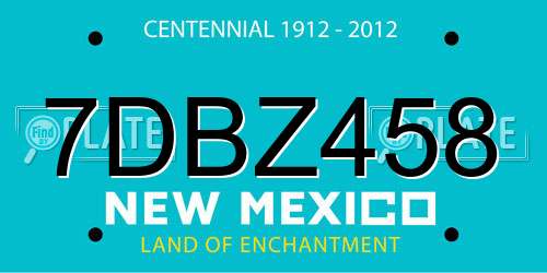 7DBZ458 New Mexico License Plate