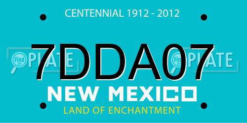 7DDA07 New Mexico License Plate