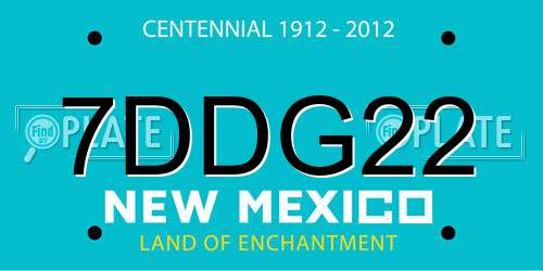 7DDG22 New Mexico License Plate