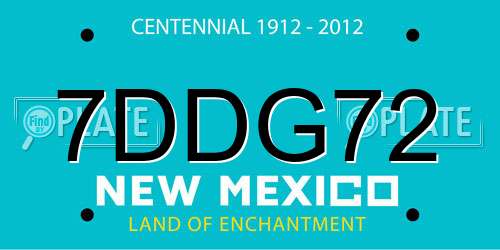 7DDG72 New Mexico License Plate
