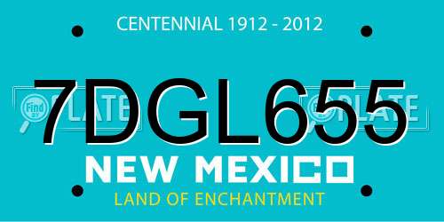 7DGL655 New Mexico License Plate