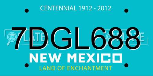 7DGL688 New Mexico License Plate
