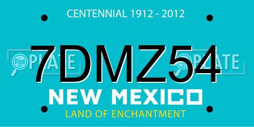7DMZ54 New Mexico License Plate