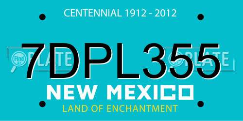 7DPL355 New Mexico License Plate