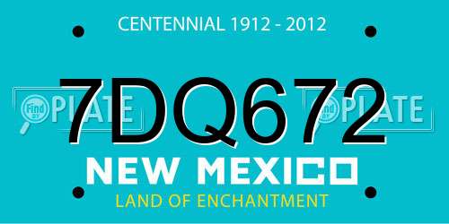 7DQ672 New Mexico License Plate