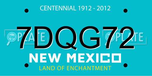 7DQG72 New Mexico License Plate