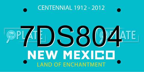 7DS804 New Mexico License Plate