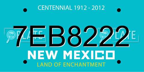 7EB8222 New Mexico License Plate