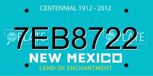 7EB8722 New Mexico License Plate