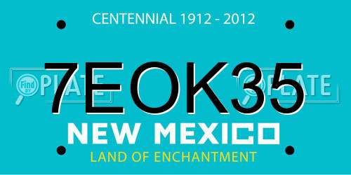 7EOK35 New Mexico License Plate