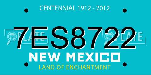 7ES8722 New Mexico License Plate