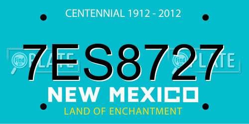 7ES8727 New Mexico License Plate