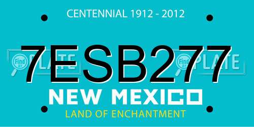 7ESB277 New Mexico License Plate